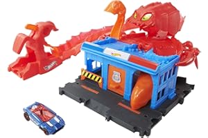 Hot Wheels - Hot Wheels City - Attaque du Scorpion Flexible - Coffret avec Circuit à 2 Pistes de Sortie, 1 Voiture - 60 cm - Cadeau dès 4 Ans, HDR32