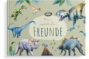 MeinBaby123® Freundebuch für Kinder Dinosaurier, Kindergarten, Schule, Jungs, Freundschaftsalbum, Geschenk für Jungen - Album (Dino)