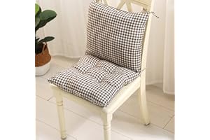 YAOTT Cojines con Respaldo para Silla,1 Cojín para Silla de Jardín con Respaldo Bajo,Cojín de Silla con Respaldo con Correas,Cojines de Silla de Comedor con Respaldo de Asiento para Interior y Exterior