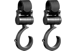 FYHJNC 2 Pack Buggy Clips Pram Clips Stroller Hooks Pushchair Hooks for Hook Your Shopping Bags, Handbag or Change Bag on Your Stroller, Pram or Pushchair, Universal Fit, Black