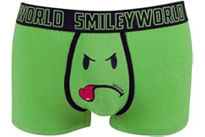 Smiley World Green Friend lustige Boxershort Unterhose Pant Underwear Geschenk für Herren, Jungen witzig frech grüner Smileys 95% Baumwolle