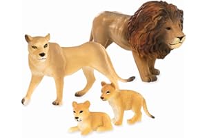 Terra by Battat – Lion Family – Realistic Miniature Lion Animal Figurines for Kids 3-Years-Old and Up (4pieces)