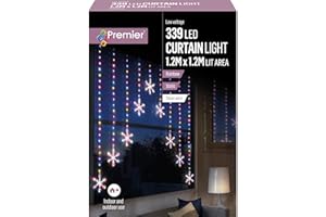 Crillys Premier 1.2m x 1.2m Pin Wire Snowflake V Curtain 339 Rainbow Colour LED Light