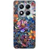 PrintiFy Redmi Note 14 Pro 5G ile Uyumlu Vitray M&uuml;cevher Flora Tasarımlı Şeffaf Silikon Kılıf