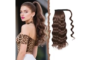 Mulaibdin Coda Capelli Extension Ricci, Code Finte per Capelli Mossi Marron Moyen, Capelli Finti Donna Coda, Extension Capelli Lunghi 50cm, Coda di Cavallo Extensions