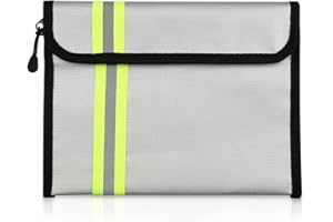 Zfseyuh Pochette Ignifuge et Etanche, Sac Anti Feu pour Documents, Pochette de Rangement de Sécurité pour Objets de Valeur, Argent, Passeports, Bijoux