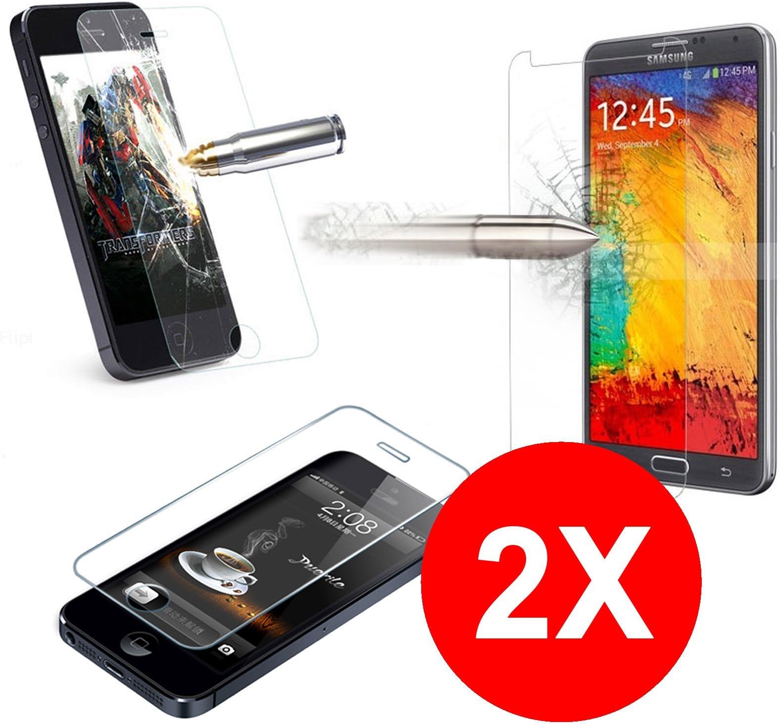 TBOC 2X Tempered Glass Screen Protector for LG K8 (2017) X300 M200 (5.0 Inches) (Two Units) Ultra Slim Thickness 0.3mm Premium Clear Crystal Ultra Resistant 9H Hardness Anti-shatter Film