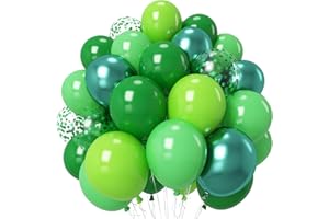 Froova Green Balloons Different Shades Dark Emerald Hunter Forest Lime Metallic Green Latex Balloon Confetti Balloon for Patrick's Day Jungle Safari Birthday Baby Shower Themed Graduation Party Decor