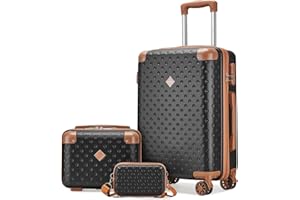 Joyway Kofferset 3 Teilig Hartschale Reisekoffer von ABS Schwarz