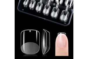 Gelike ec Short Square Nail Tips - XS Soft Gel Nail Tips Square Shaped Full Cover Gel X Nails Pre Etched for Extensions,PMMA Resin Clear Strong False Press on Nails 120PCS 12 Sizes,EXTRA SHORT SQUARE