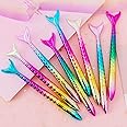 Abgream Pack of 24 Mermaid Pens - Creative Liquid Gel Ink Rollerball Pen for School Home Office Stationery Store Kids Girls Women Coworkers Gift, Party Supplies (0.5mm Black Gel Ink Pen)
