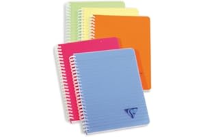Clairefontaine 328546C collezione Linicolor fresco Taccuino a Spirale - A5 14, 8x21 cm - 180 pagine a righe - Carta Bianca 90g - copertina in polipropilene trasparente - colore casuale