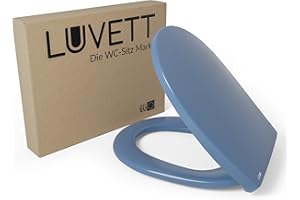 LUVETT® WC-Sitz mit Absenkautomatik C100 oval universell, Toilettendeckel mit 3 Edelstahl Montagelösungen, Klodeckel abnehmbar, Farbe:Bermuda Blau