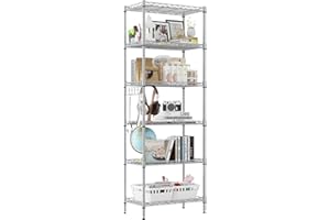 Himimi shelf unit 6-Tier Wire Shelving Unit Metal Shelving Unit Free Standing Shelf Units,Heavy Duty Racking Shelves for Storage with Adjustable Leveling Feet 21.3 x 11.4 x 63inch(L x W x H),Sliver