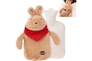 MHwan Borsa Acqua Calda Peluche, Boule Acqua Calda Stitch da 1 Litro di Simpatico Coniglio Soffice, Sicura, a Prova di Esplosione e a Prova di Perdite Borsa DellAcqua Calda, Rimovibile per la Pulizia