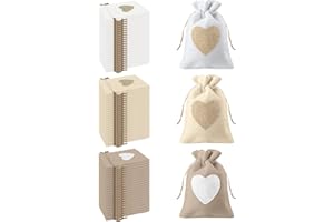 VEGCOO 24Pcs Motif de Coeur Sachets en Toile de Jute Pochettes 10 * 14CM, pour Dragees Mariage pour Bonbons Adeaux Cadeau Baptême Anniversaire Noël Petit（Combinaison）Multicolore