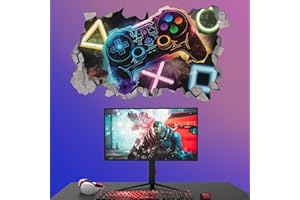 KAIRNE Autocollants Muraux Gamer 3D,Gamer Poster Murale Décoration,Sticker Mural de Chambre Garçon,Moderne Stickers Muraux de Décoration de Salon,Autocollant Mural de Garçon Dortoir,DIY Sticker Gamer