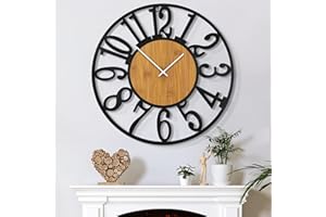 Mee 2ou Very Large Wall Clock for Living Room Decor, 80CM/32 Inch Non Ticking Silent, Battery Operated Modern Vintage Extra Large Decorative Wall Clock for Bedroom Kitchen