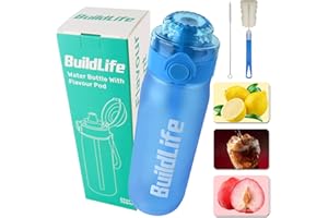 BuildLife Borraccia Originale,Bottiglia con Gusti Pods,Borraccia Palestra,750ml Borracce Bottiglia senza BPA Bere Frutta Fragranza Acqua Dolce 0 zucchero Tazza Acqua (Blu+3 Cialde)