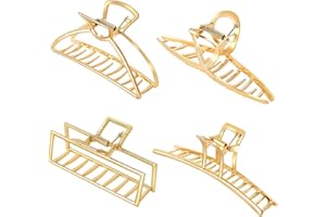 HUOBERR Groß Haarklammer, 4 Stück Gold Haarklammer Rutschfeste Starkem Halt Groß Haarklammer