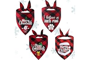 YEAHBOOM Halstuch Hund Weihnachten,4 Stück Weiches Kopftücher Waschbarer Hundehalstücher,Hundehalstuch Weihnachten,Dreieck Bandana Hunde,Dreieck Haustier Lätzchen für Kleine Mittelgroße Welpen Katzen