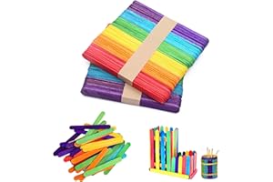 ROONTIN 100 bastoncini di ghiaccio in legno – bastoncini di legno colorati – spatole in legno per il fai da te e il fai da te