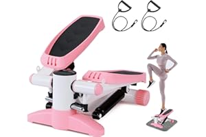 BOWEICORE Stepper para el Hogar, Steppers para Ejercicios con Pantalla LCD y Bandas de Resistencia para Principiantes y avanzados, para Entrenamiento de piernas y glúteos Máximo 150 kg