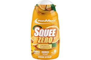 IronMaxx SqueeZero - Sirop sans sucre & zero calorie, Orange 65ml | Boisson sans sucre au goût rafraîchissant | Prépare jusqu’à 8 litres de boisson zero sucre