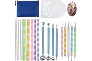 DHISPERARES 19 Stücke Dot Painting Werkzeug, Dotting Tools für Steine, Punktmalerei Set Dauerhaft, Mandala Dotting Schablonen, Mandala Rock Punktierung für DIY Malerei, Handwerk, Polymerton, Steinzeichnung