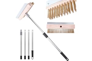 BESTYIJO Cepillo para Horno de Pizza, Cepillo para Barbacoa de 148 cm con Rascador de Acero Inoxidable y Cerdas de Latón para Ooni, Gozney, Diversos Hornos de Cocina, Accesorios para Hornos de Pizza