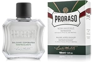 Proraso Aftershave Balm, 100ml, Refreshing Alcohol-Free Post Shave Balm with Eucalyptus Oil and Menthol Invigorates Skin, Made in Italy, Green