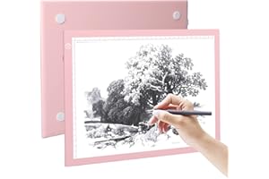 RTjoy A4 LED Light Pad, USB Powered Drawing Board, Adjustable Brightness Tracing Box Ideal for Diamond Painting, Weeding Vinyl, Viewing Slides, Stenciling, Embossing, Quilting Stencils (Pink)