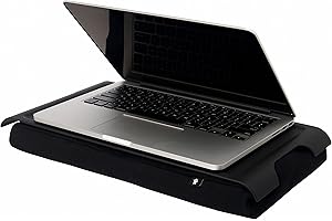 Bosign Laptray with bean bag cushion. Portable Lap desk for Laptop, Breakfast, Dinner. Non-slip tray. Washable, removable cushion cover. Black plastic tray. Black cushion. MINI (43x23x6,5 cm)