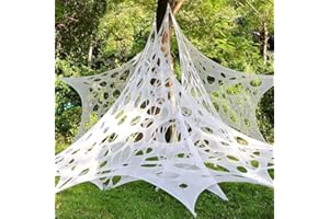 Asslye Giant Spider Web Halloween Decorations Outdoor, Halloween Cobwebs Decorations Giant Spider Webs Stretchy Beef Netting Spider Webbing for DIY Halloween Indoor Decoration Party Haunted House