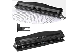 AGATIGE Perforatrice a 3 Fori Regolabile, Punzone a tre fori a sforzo ridotto, perforatore a foro, perforatore da tavolo, per desktop, punch, distanza regolabile, per fogli A4, A6, fogli di carta per foto