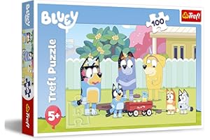 Trefl - Bluey, Wesoły Świat Bluey - Puzzle 100 Elementów - Kolorowe Puzzle z Bohaterami Bajki, Kreatywna Rozrywka, Zabawa dla Dzieci od 5 lat