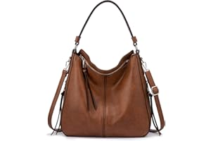 Realer Women Handbags Fashion Hobo Bags Faux Leather Long Strap Shoulder Bag Ladies Large Tote Bag Cross body Bag for Work Business School College Travel Brown