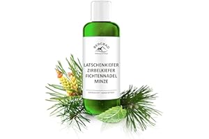 ‎BERGBAD BERGBAD 250ml Saunaaufguss LATSCHENKIEFER ZIRBELKIEFER FICHTENNADEL MINZE, wohltuendes, erfrischendes Sauna-Aufgussmittel mit naturreinen ätherischen Ölen