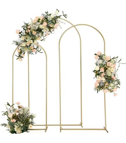 Set Di 2 Archi Metallici Per Matrimonio - Altezze 7.2 FT E 6 FT, Struttura In Acciaio Dorato, Per Decorazioni Con Fiori, Palloncini, Luci
