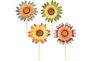 SZHTSWU 4 Pcs Sunflower Wind Spinners Colorful Flower Lawn Pinwheels Party Decoration Windmill Spinners for Balcony Patio Garden Yard Outdoor