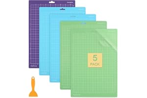 LEAZZLE 5 Pezzi 8,5 x 12 Tappetino da Taglio per Cricut Joy Xtra, Tappetino da Taglio con Film Antipolvere Trasparente, 21,6 x 30,5 CM (StandardGrip/LightGrip/StrongGrip/FabricGrip)