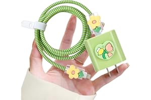 DIYGODY Simpatico Kit Protettiva per Caricabatterie iPhone con Modello 3D Fiore, Protezione de Cavo Dati, Proteggi Antirottura USB Tipo-C Caricabatterie Cavo Saver per iPhone, Organizzatore Gestione de Cavi