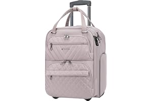 KROSER Handgepäck Koffer Trolley 40cm, Carry On Untersitzer Multifunktional 16-Zoll Leichter Über-Nacht-Koffer für Frauen, Rosa