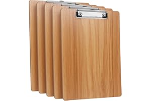 DONGLI (Paquete de 5) A4 Portapapeles en Madera con Pinza, Clipboards con Agujero Colgante,Tablero de escritura para Aulas, Oficinas, Restaurantes