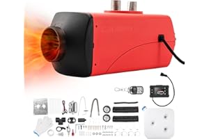 ShockFlo 12V 8KW Air Diesel Heater, Parking Heater Kit with Silencer LCD Display Remote Control, Night Diesel Heating Quiet for Car Caravas Trucks Boat Bus RV Yacht Touring Trailer Red