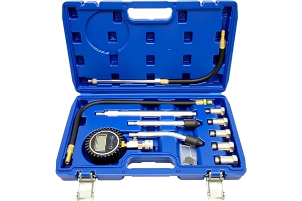 ZKTOOL Testeur LCD de Compression Automobile, Détecteur de Compression de Cylindre, Jauge de Compression Numérique 250 PSI, Kit d'Adaptateur pour Testeur de Compression Moteur