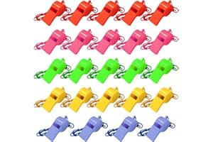 TAFACE Lot de 24 sifflets colorés pour enfants avec cordon tour de cou, adaptés pour les compétitions scolaires, les jeux d'équipe, les fêtes de vacances