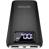 GETIHU Power Bank, caricabatterie portatile 3A ad alta velocità 10000mAh Display a LED USB C, Tri-outputs batteria con torcia