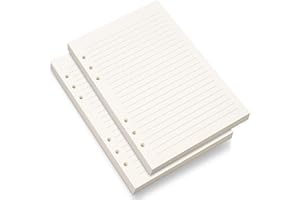 BIDPONDS A5 Liniertes Nachfüllpapier - 6-Fach Gelocht für Filofax-Planer, Notizen - 8 mm Liniert, Lose Blätter, 80 Blatt/160 Seiten, 14 x 21 cm, Beige (2)