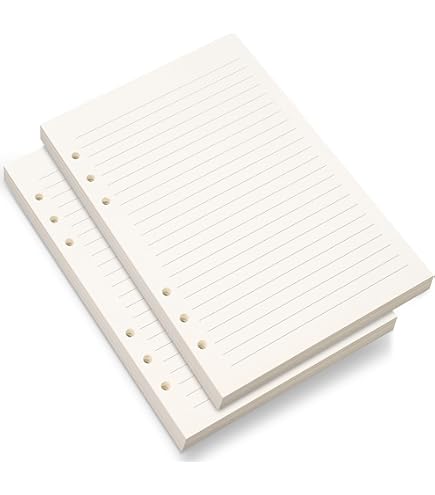 A5 Refill Paper & 6-Hole Loose Leaves For 8.5 Inch Round Ring Binder - White Cover Set
